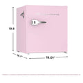 Frigidaire EFR176 pink retro mini fridge with dimensions