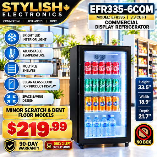 Frigidaire EFR335-6COM 3.3 cu. ft. commercial glass door display refrigerator - Stylish Electronics
