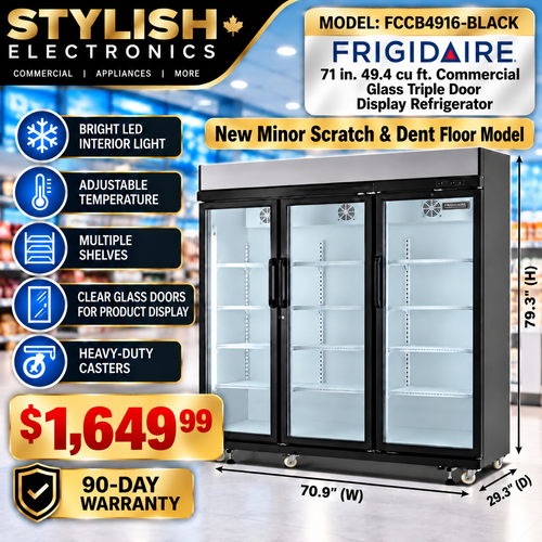 Frigidaire FCCB4916-BLACK 49.4 cu. ft. triple door display refrigerator - Stylish Electronics