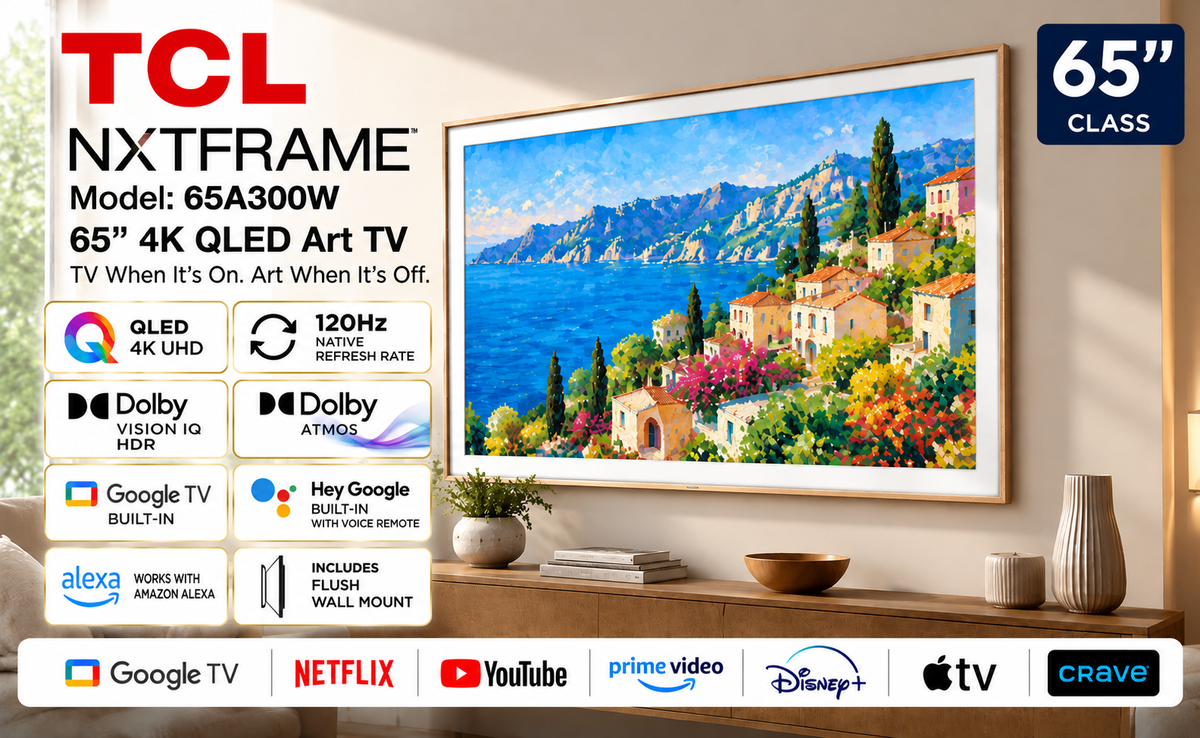 TCL 65A300W 65" NXTFRAME 4K QLED Smart TV (2024) – Open Box
