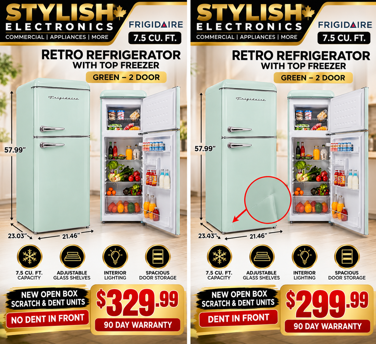 Frigidaire EFR756-GREEN 7.5 cu. ft. retro refrigerator - Stylish Electronics