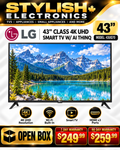 LG 43-inch UQ70 4K UHD Smart TV - open box - $249.99 7-day warranty or $259.99 90-day warranty