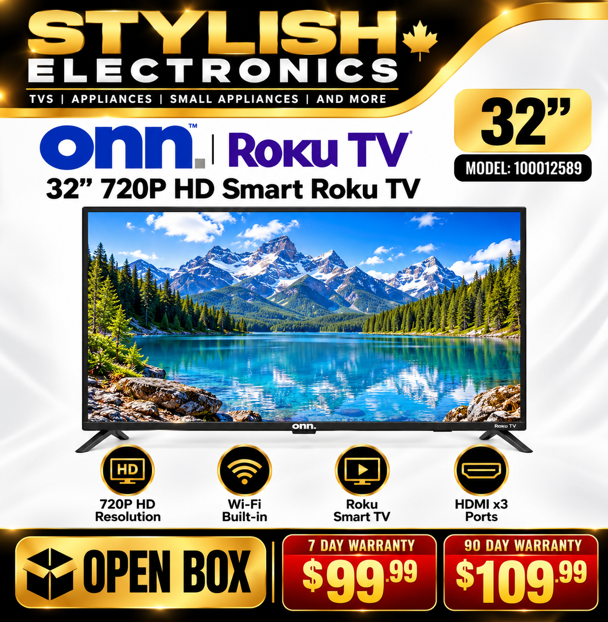 onn 32 inch 720p HD Smart Roku TV open box - Stylish Electronics